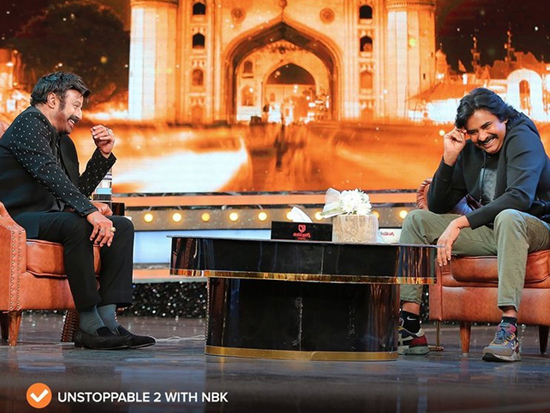 Pawan Kalyan On The Sets Of NBK Unstoppable